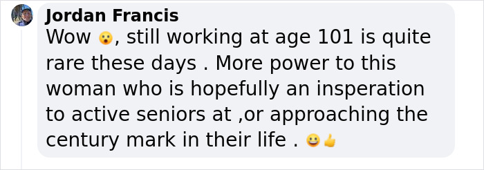 “Just Keep Moving”: 101 Y.O. Woman Who Still Works Shares Advice On Staying Young “Just Keep Moving”: 101 Y.O. Woman Who Still Works Shares Advice On Staying Young