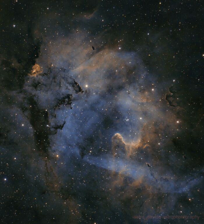 A photograph of Sh2-132 - The Lion Nebula