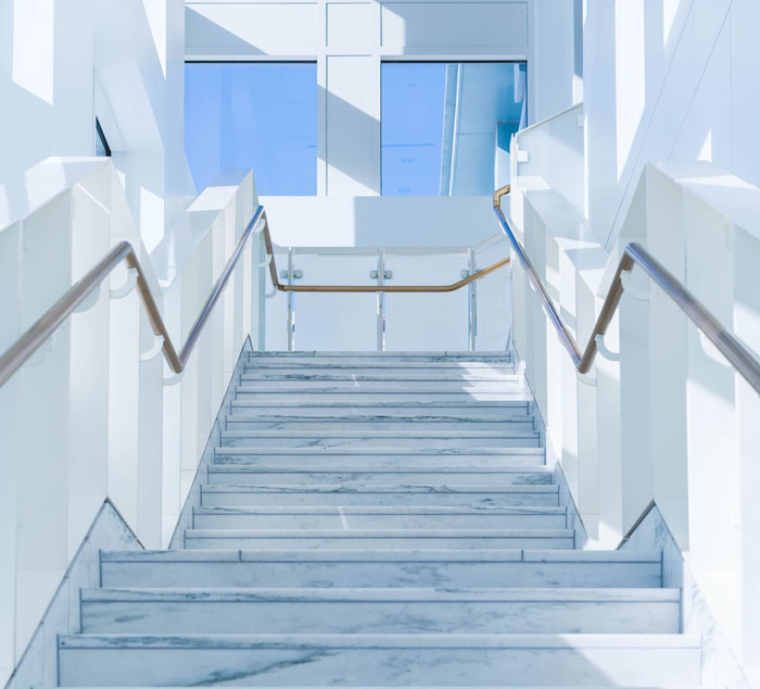 white marble stairs