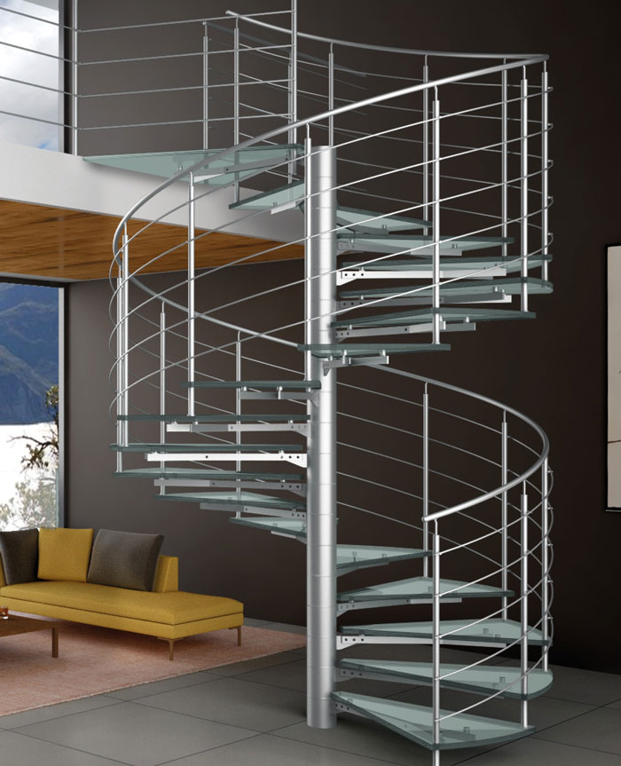 metal circle stairs with metal railings