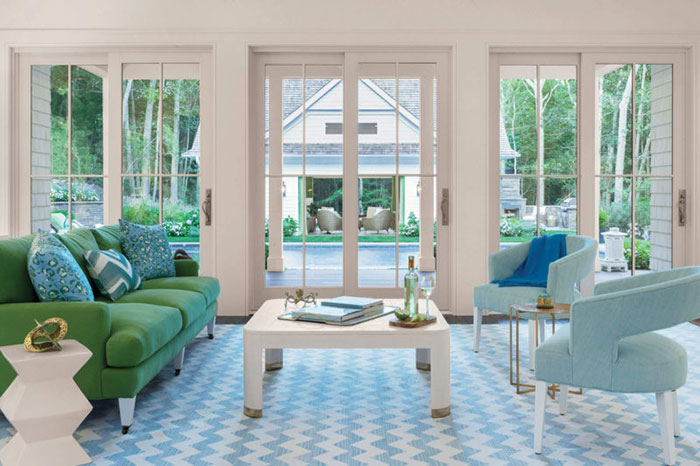 Sliding French Door In A Bright White Sunroom 