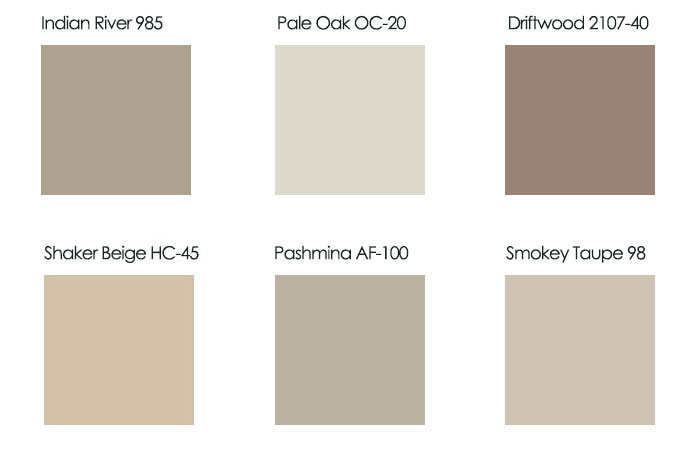 warm or cool taupe shades color palette by Benjamin Moore