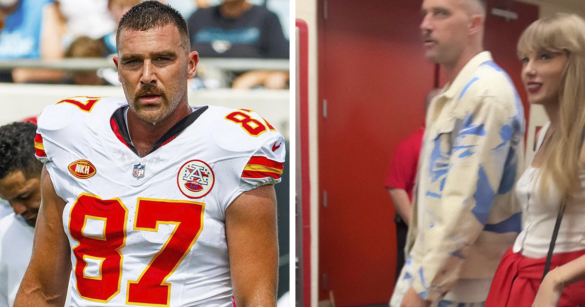 Travis Kelce leaves Chiefs game in '1989' outfit with Taylor Swift