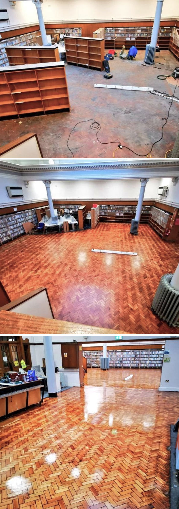 They Found A 117-Year-Old Wooden Parquet Floor Under The Carpet In A Glasgow Library