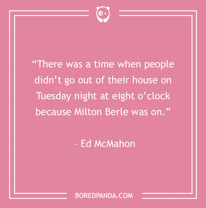 Quote by Ed McMahon about Tuesday nights, with a pink background and a Bored Panda logo.