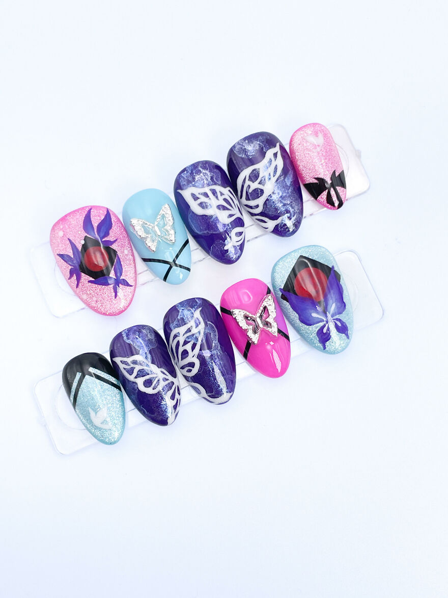 A Collection Of Honkai Starrail And Genshin Impact Inspired Jewelry, Nails, And Fanart Made By Geek Artists.