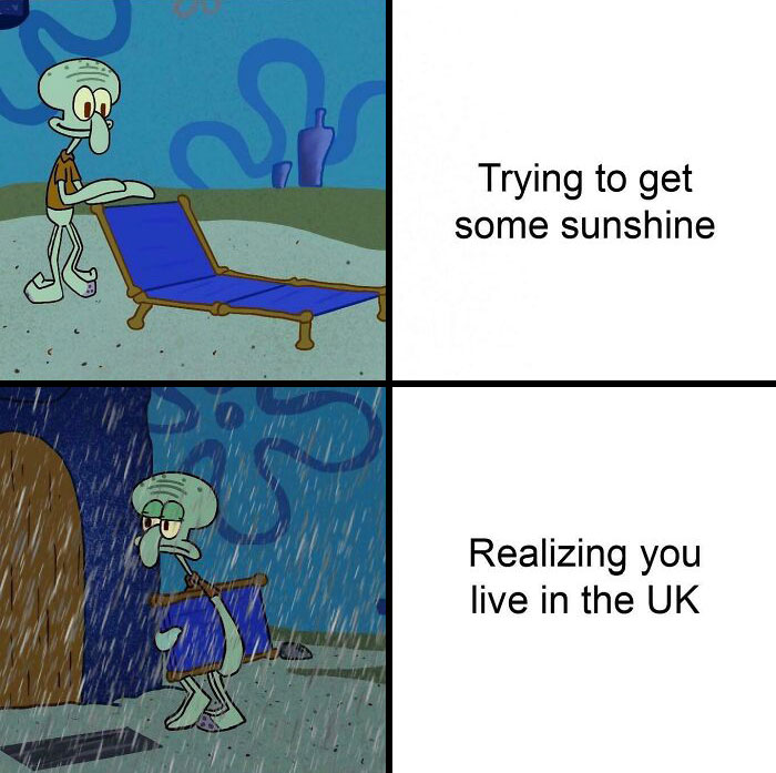 Squidward Weather meme 