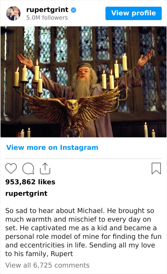 Daniel Radcliffe, JK Rowling And Other Celebs Pay Moving Tributes To Dumbledore Star Michael Gambon Daniel Radcliffe, JK Rowling And Other Celebs Pay Moving Tributes To Dumbledore Star Michael Gambon