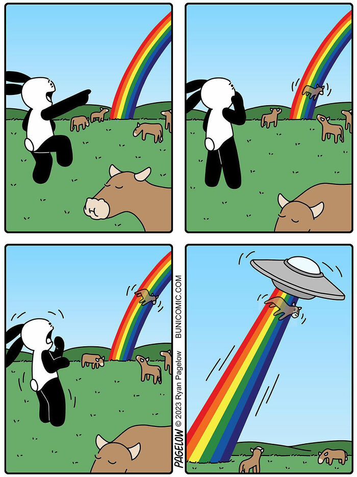 A comic about a cow that got kidnaped by aliens