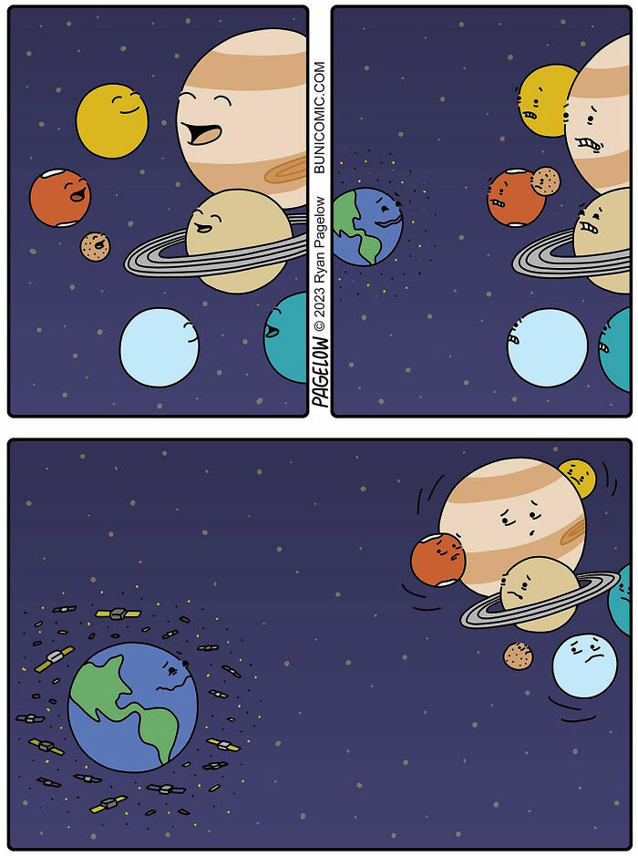 A comic about earth and its satellites