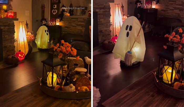 I Made A Ghost For My Roomba And I Can't Stop Cracking Up Every Time It Enters The Room