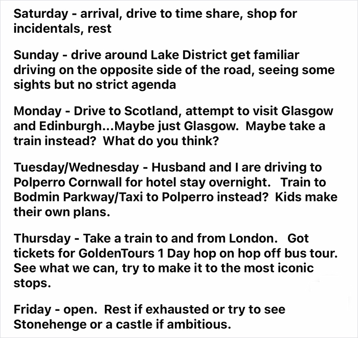 "Absolutely Bonkers": People Are Laughing At This American Family's Itinerary For Their UK Trip