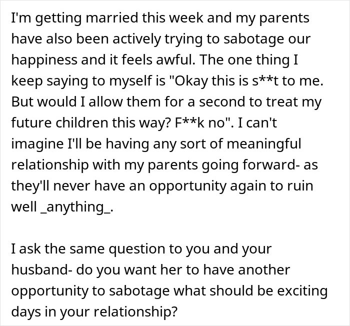 Bride Considers Going No-Contact With MIL After She Selfishly Ruined Their Wedding Day Bride Considers Going No-Contact With MIL After She Selfishly Ruined Their Wedding Day