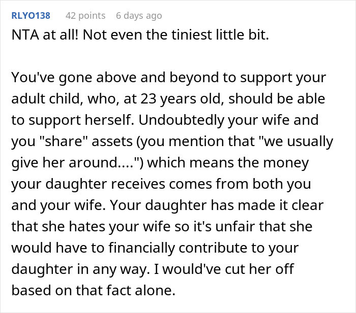 “Would I Be The Jerk For Financially Cutting Off My Daughter?” “Would I Be The Jerk For Financially Cutting Off My Daughter?”