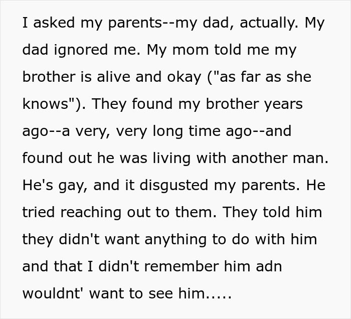 Man Finds Out His Parents Have Been Lying About His 'Missing' Brother For Years