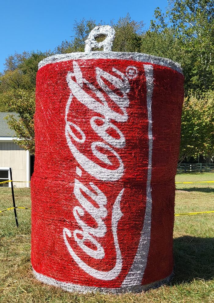 Giant hay bale of a coke can