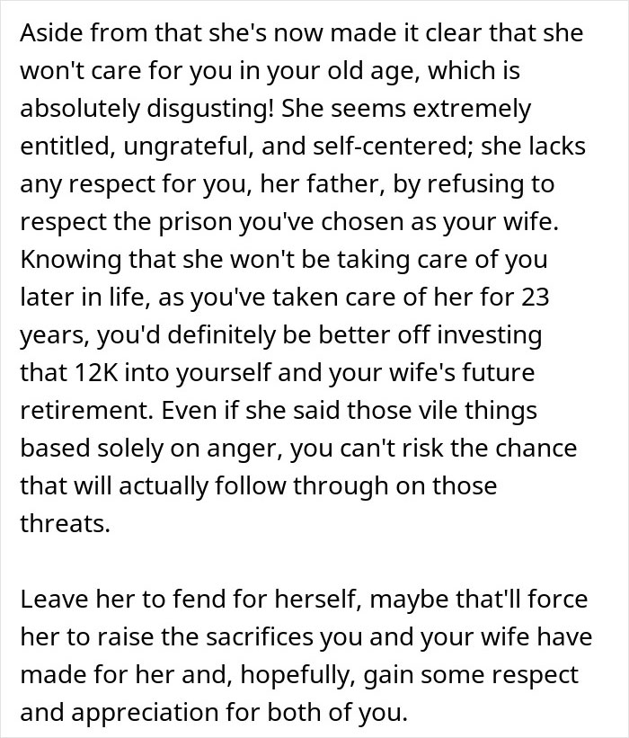 “Would I Be The Jerk For Financially Cutting Off My Daughter?” “Would I Be The Jerk For Financially Cutting Off My Daughter?”