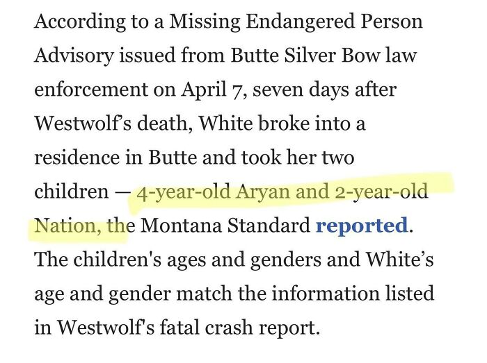 Person Accused Of Hatecrime Murder Has Children Named “Aryan” And “Nation”