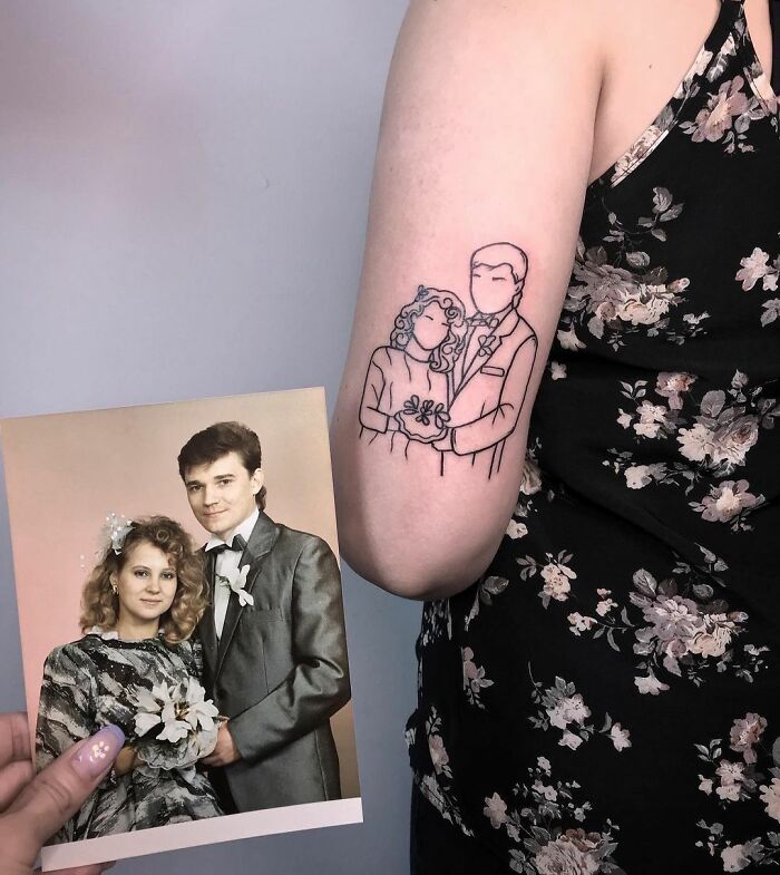 Parents picture graphic arm tattoo