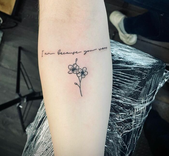 two flowers with words memorial tattoo