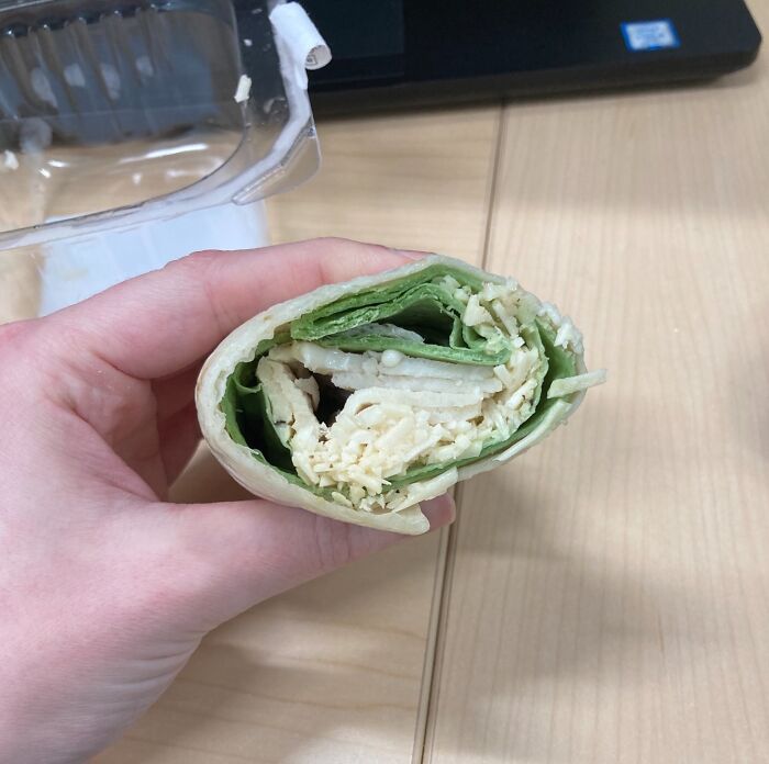This Chicken Caesar Wrap I Bought From A Vending Machine Has A Green Tortilla Instead Of Lettuce Inside