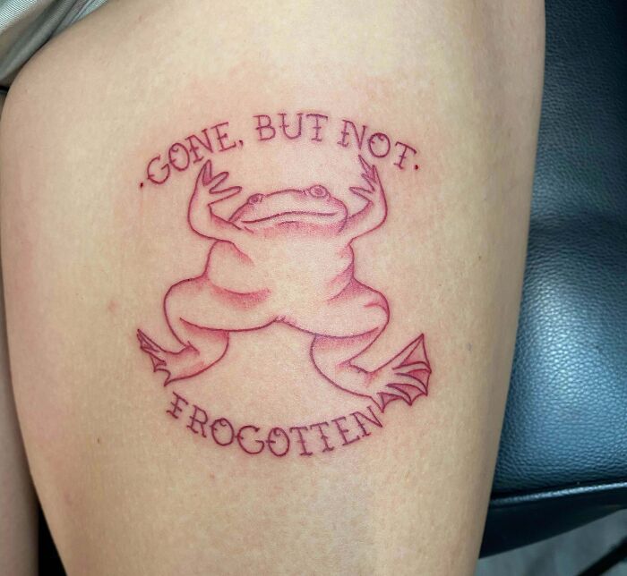 frog made by red ink memorial tattoo