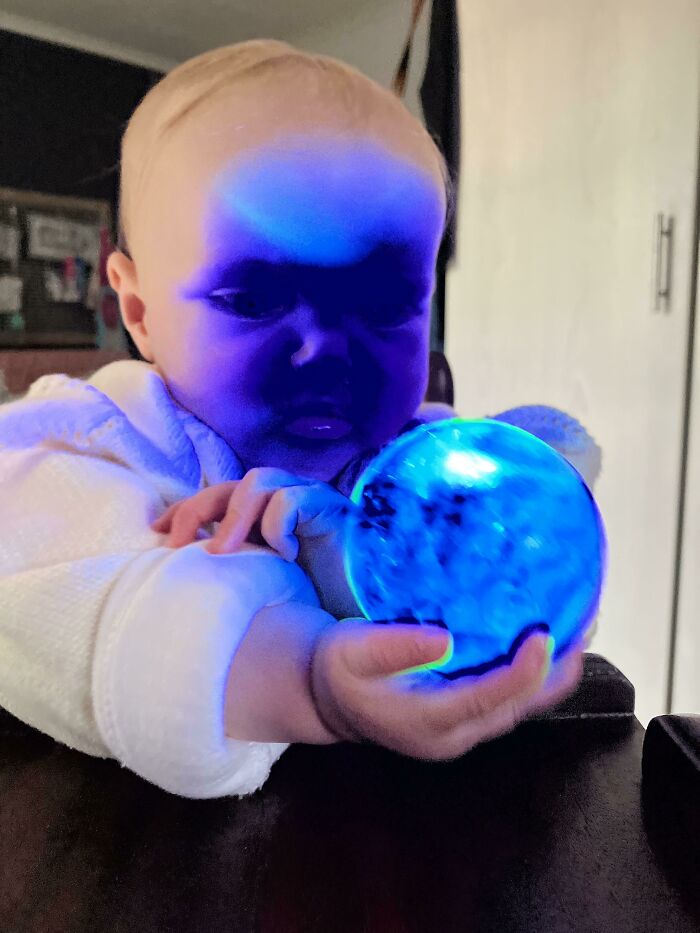 Took A Photo Of My Baby Playing With A Light Up Ball. No Filters