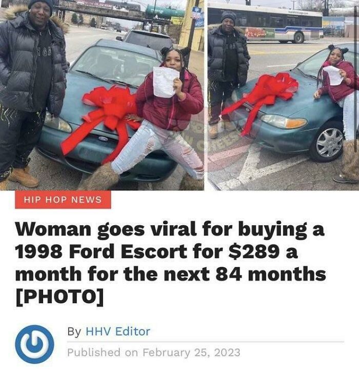 To Show Off Her New Car Purchase