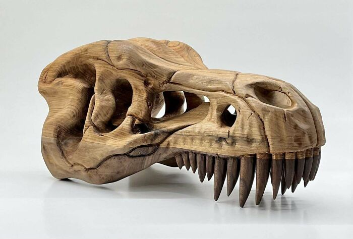 T-Rex Skull From Butternut And Walnut