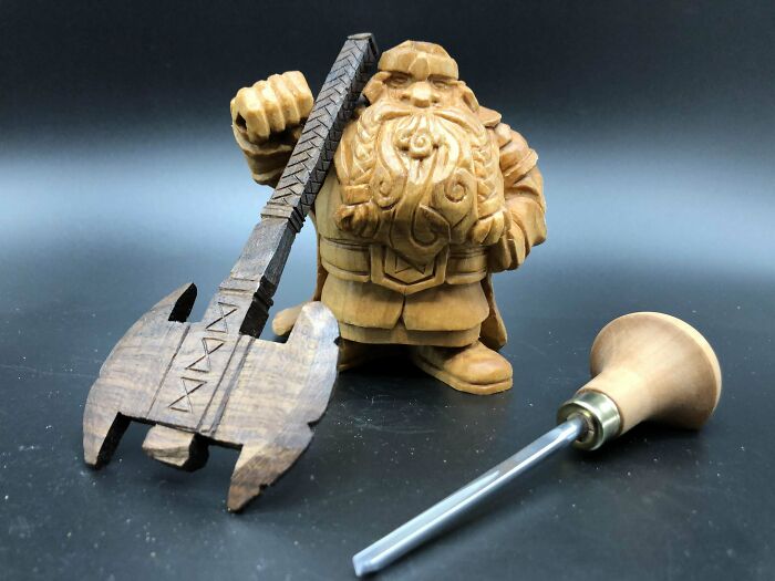 A Dwarf Carved From Basswood And Walnut - Carved By Me
