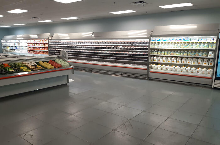 I Found A Fake Grocery Store Inside A Factory That They Use To Test Their Products. It Has Carts, A Deli, Even A Fresh Produce Section. The Attention To Detail In This Place Is Really Eerie