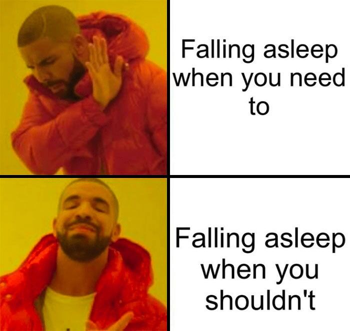 Drake falling asleep meme