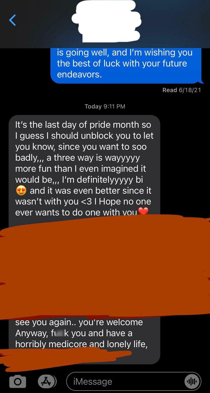 Ex-Girlfriend's Last Message I Ever Read. She Really Went Out Of Her Way To Take A Stab. Never Responded. Blocked Out Identifying Info