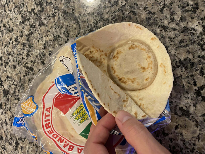 Found A Tiny, Kind Of Hard And Greasy Tortilla Inside Of My Package Of Regular Tortillas