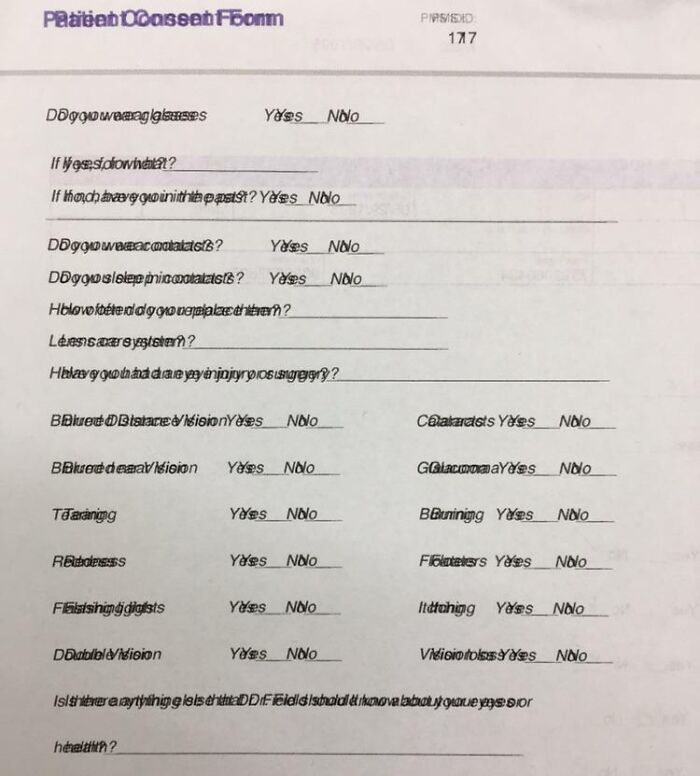 This Misprinted Patient Consent Form I Got From My Eye Doctor