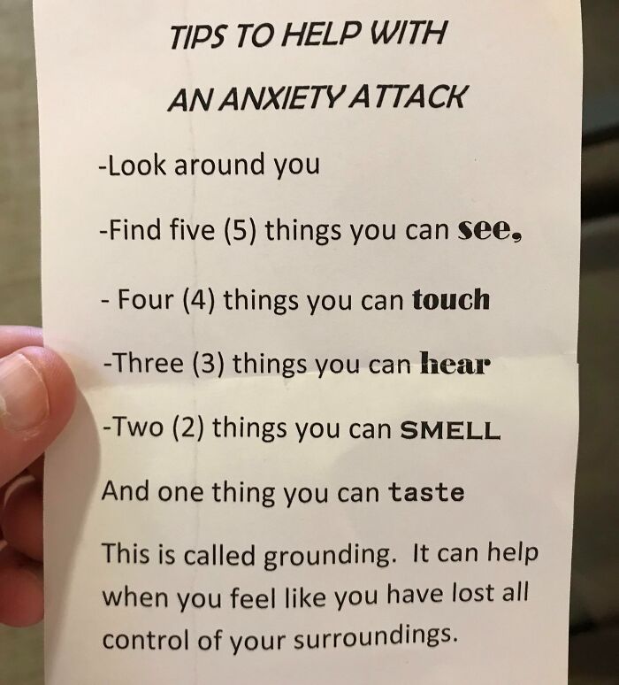 This Tip They Were Handing Out At My Doctor’s Office For People Experiencing An Anxiety Attack