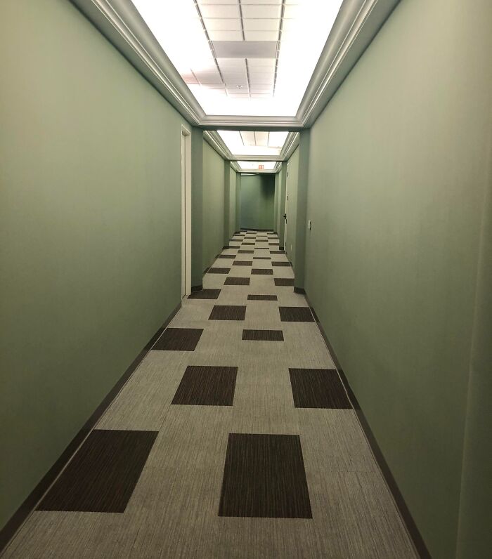 The Hallway To My Dentist's Office Looks Like A Stanley Kubrick's Scene