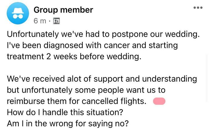Selfish Guests To A Bride With Cancer