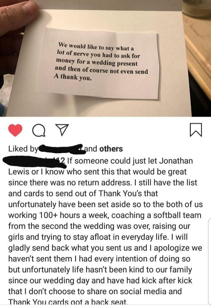 Friend Gave Me Permission To Post This Letter They Received A Few Weeks After Their Wedding