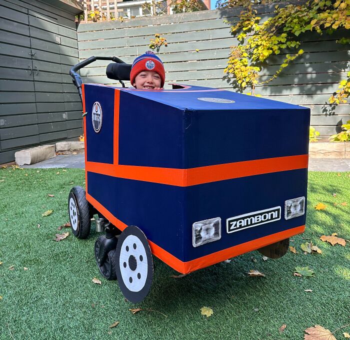 We Converted My Son's Wheelchair To An Oilers' Zamboni For Halloween