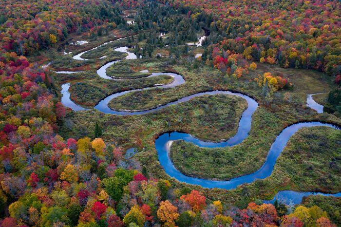 A Winding River In The Adirondack Mountains, NY 