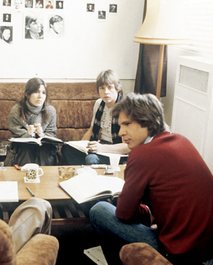 Carrie Fisher, Mark Hamill And Harrison Ford Reading Through The Script For "The Empire Strikes Back" (1980)