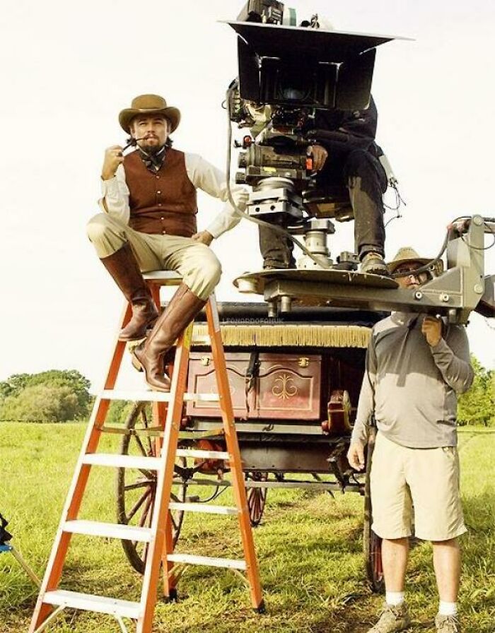 Leonardo Dicaprio On The Set Of Django Unchained
