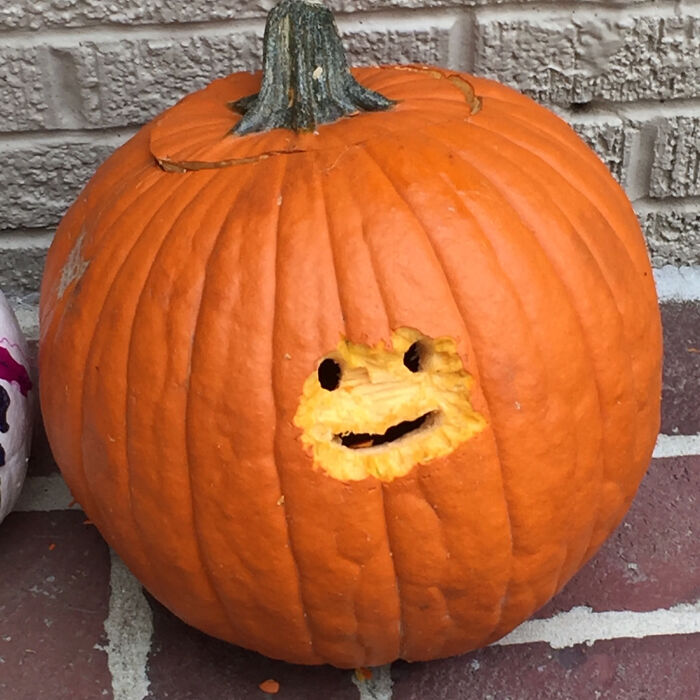 I Carved A Cute Face On My Halloween Pumpkin. A Squirrel Got Into It, And Now It Looks Like This