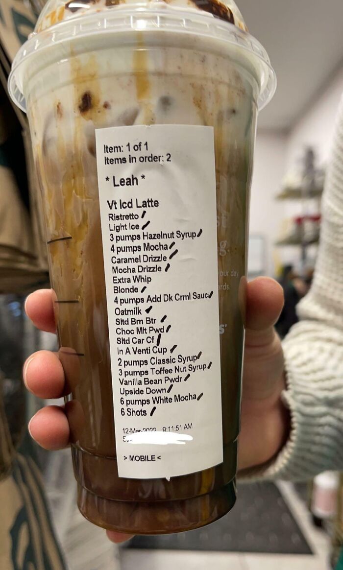 My Sister Works At A Starbucks And This Was Someone's "Simple" Order