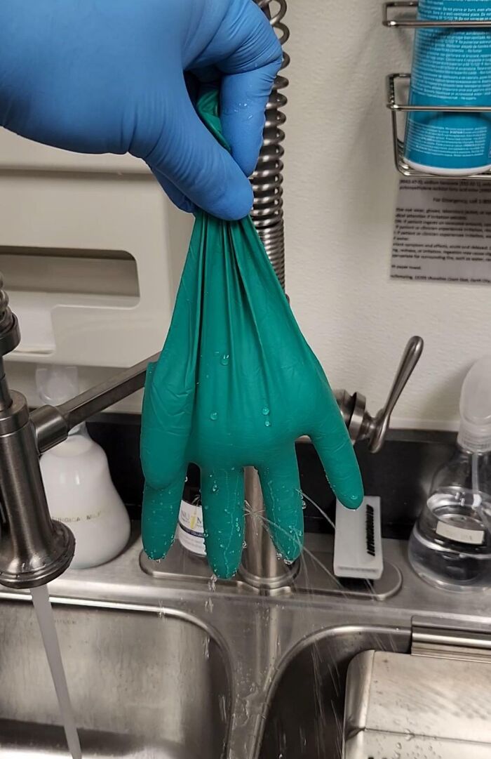 This Glove I Put On At Work Before Going Into Surgery Had Dozens Of Pin Prick Holes In The Fingers. The Entire Box Was Like This