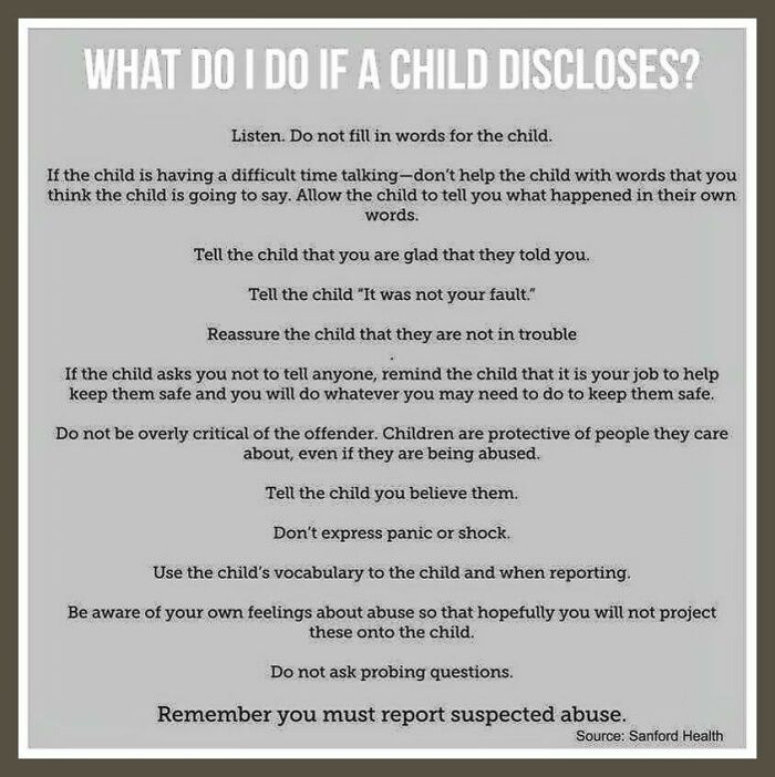 What To Do If A Child Discloses Sexual Abuse