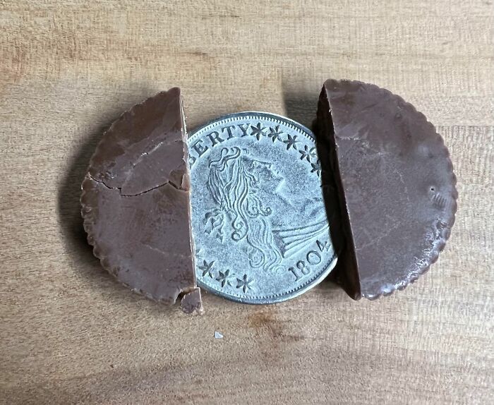 Be Sure To Check Your Kid's Halloween Candy For Bad Stuff. I Found A Fake 1804 Flowing Hair Dollar In A Peanut Butter Cup