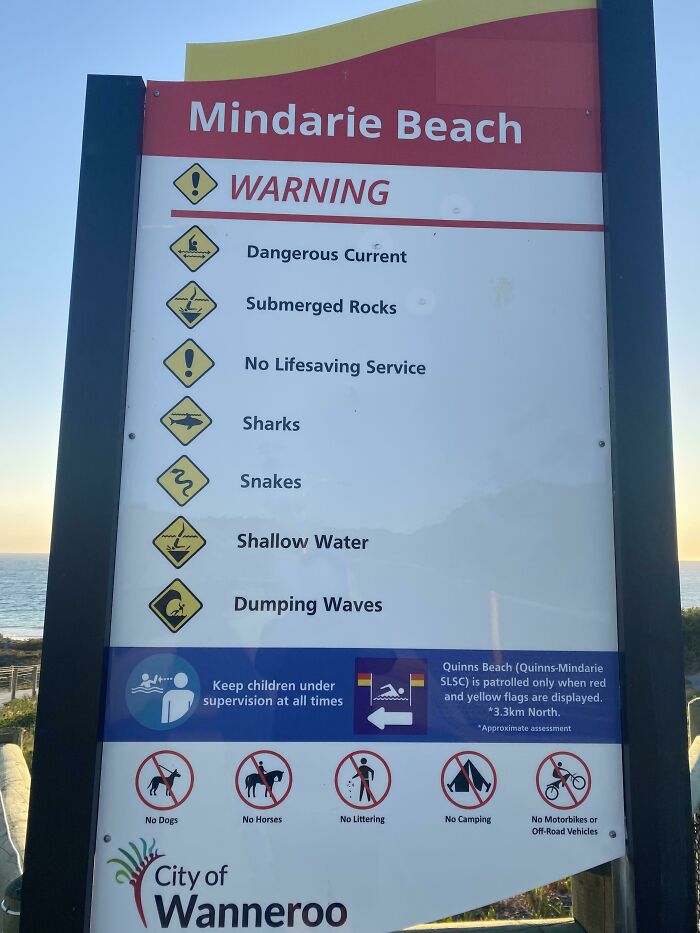 The Warnings On An Australian Beach