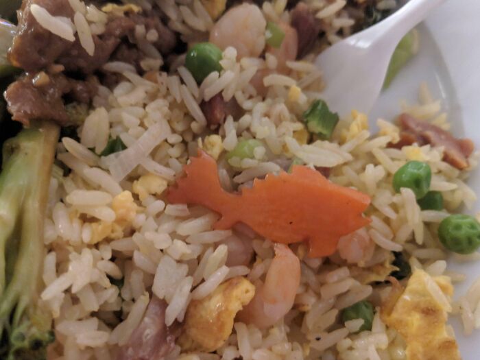 My Chinese Food Has A Carrot That's Cut Up Like A Fish